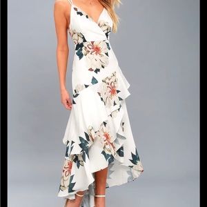 The Lulus Blossom Tree White Floral Print High-Low Maxi Dress